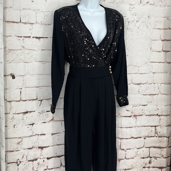 ✨VTG✨Joan Walters Petites Sequin 80’s Glam Jumpsuit, Size M - Picture 3 of 13